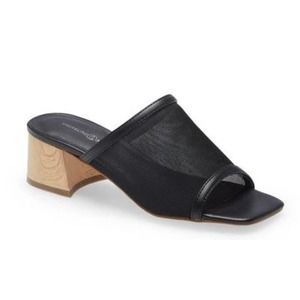 TREASURE & BOND Ziaden Block Heel Slide Sandal Size 6 Shoes In Black Mesh NWT